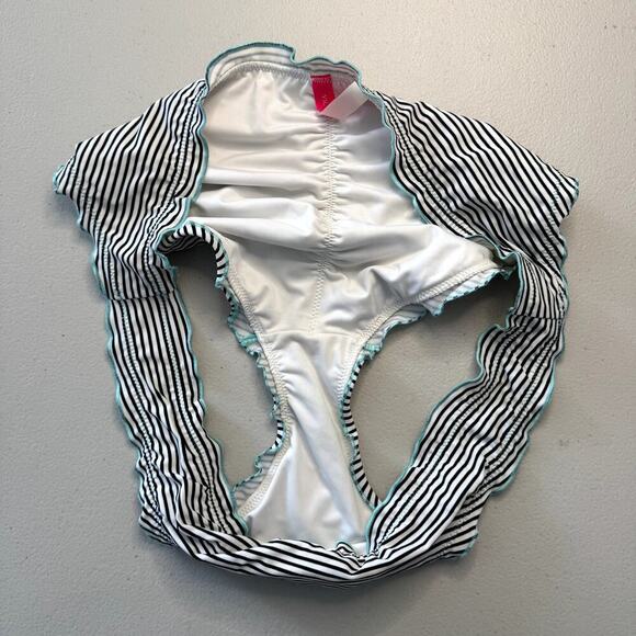 Victoria's Secret Black & White Striped Low Rise Bikini Bottom Size Large - Picture 4 of 4